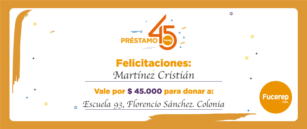 Ganador Préstamo 45 Aniversario