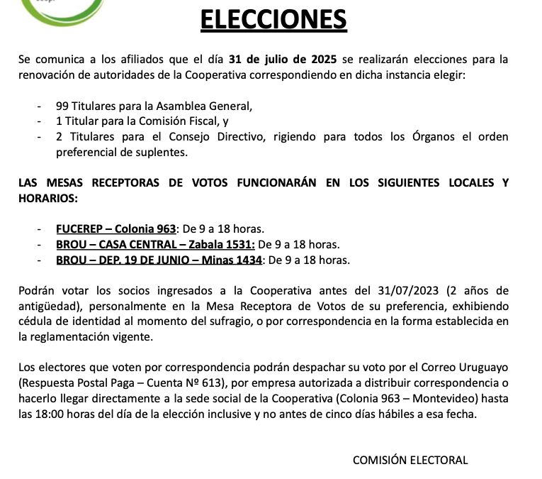 Convocatoria a Elecciones 31 de julio de 2025