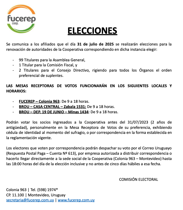 Convocatoria a Elecciones 31 de julio de 2025
